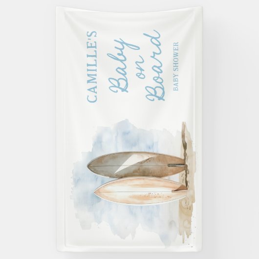 Banderoles Bébé plage à bord garçon Baby Shower (Vertical)