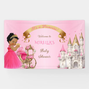 Banderoles Bébé Princesse Royale Fille sur Coussin Rose Or