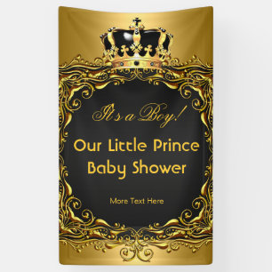 Banderoles Bébé royal couronne noire et or Shower Garçon
