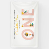 Banderoles Bee Yellow & Pink Floral ONE 1er anniversaire de b (Vertical)