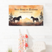 Banderoles Belle aquarelle Silhouette Chevaux en Champ (En situation)
