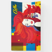 Banderoles Belle femme de mode avec Coffee Cup Pop Art (Vertical)