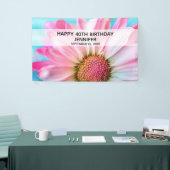 Banderoles Belle Fleur rose Gros plan Photo Anniversaire (Salon professionnel)