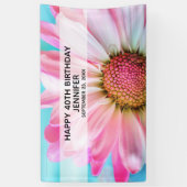 Banderoles Belle Fleur rose Gros plan Photo Anniversaire (Vertical)