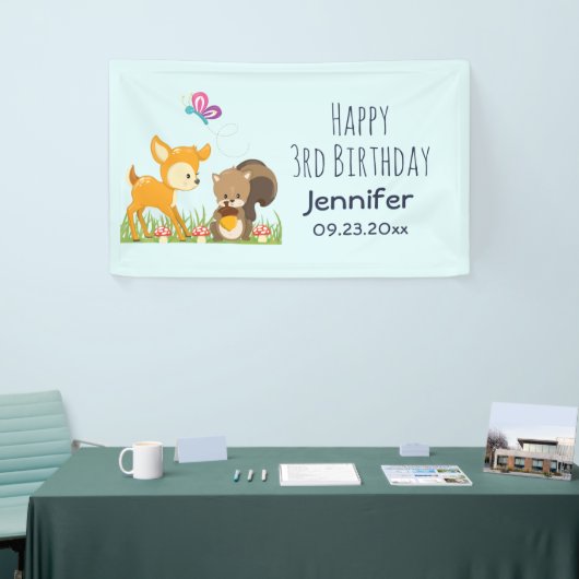 Banderoles Belle Forêt Animaux Caricature Whimsical Anniversa (Salon professionnel)