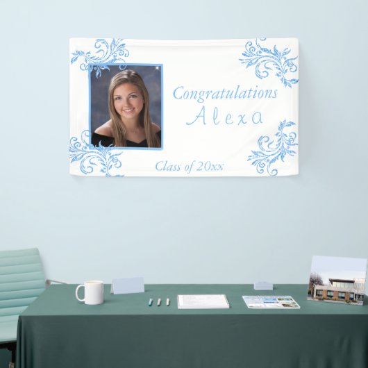 Banderoles Belle Graduation Parties scintillant Bleue Vignes  (Salon professionnel)