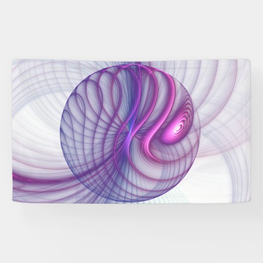 Banderoles Belle Swing Moderne Art Fractal Abstrait Rose (Horizontal)