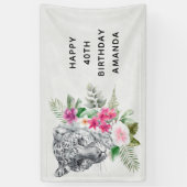 Banderoles Belle Tête de léopard Anniversaire exotique (Vertical)