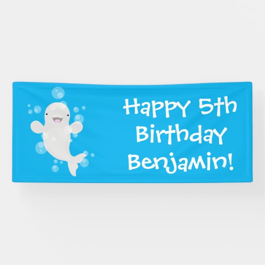 Banderoles Béluga mignon bulles dessin de dessin animé (Horizontal)