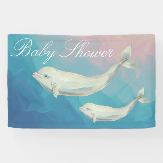 Banderoles Beluga Whale Maman et Baby shower de veau (Horizontal)