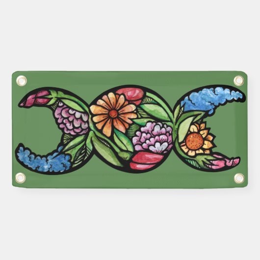 Banderoles "Béni Soit" Triple Lune Fleur (Horizontal)