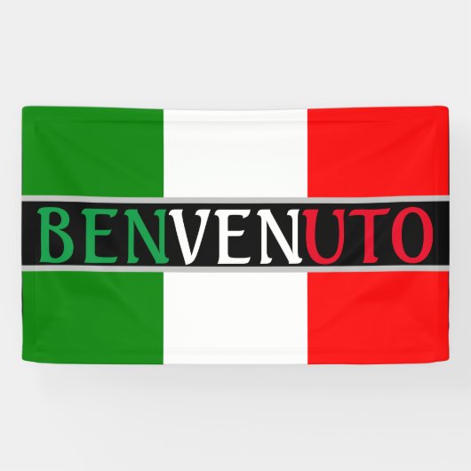 Banderoles Benvenuto Bienvenue sur le drapeau italien (Horizontal)