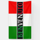 Banderoles Benvenuto Bienvenue sur le drapeau italien (Vertical)