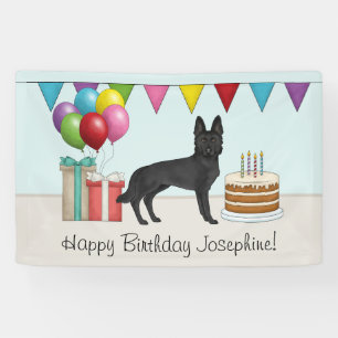 Banderoles Berger Allemand Noir coloré Joyeux anniversaire