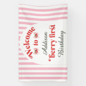 Banderoles Berry First Strawberry & bow Accueil 1er anniversa (Verticale)