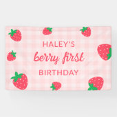 Banderoles Berry fraise 1ère mignonne Bébé rose Anniversaire (Horizontal)