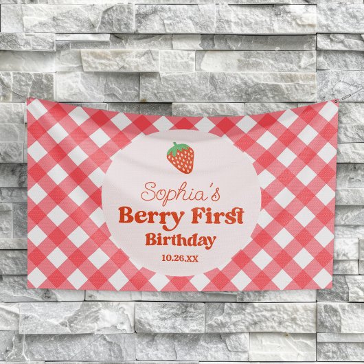 Banderoles Berry rouge fraise première fête d'anniversaire