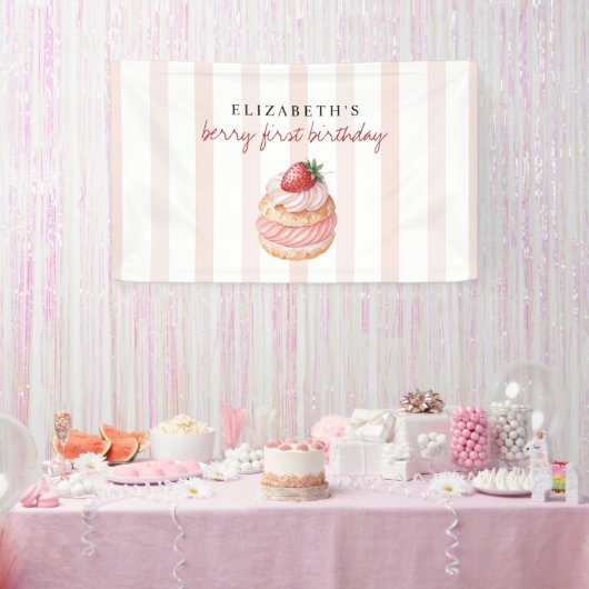 Banderoles Berry Sweet Pink First Birthday (Fête)