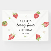 Banderoles Berry Sweet Strawberry 1er fête d'anniversaire (Horizontal)