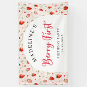 Banderoles Berry Sweet Strawberry Patch Cottage 1st Birthday (Vertical)