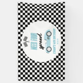 Banderoles Besoin de quatre Speed Blue Race Car 4e fête d'ann (Vertical)