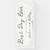 Banderoles Best Day Ever Script Blanc Simple Mariage Bienvenu (Vertical)
