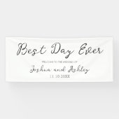 Banderoles Best Day Ever Script Blanc Simple Mariage Bienvenu (Horizontal)