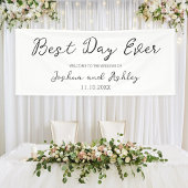 Banderoles Best Day Ever Script Blanc Simple Mariage Bienvenu