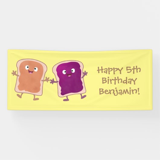 Banderoles Beurre d'arachide mignonne et caricature sandwich (Horizontal)