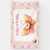 Banderoles Beurre mignon rose florale fille 1er anniversaire (Vertical)