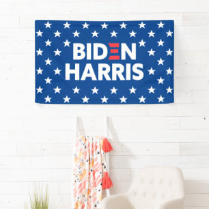 Banderoles Biden / Harris White Stars Motif Blue