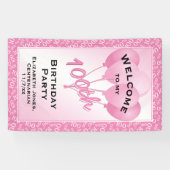 Banderoles Bienvenue 100e Cool Motif numérique - rose/blanc (Horizontal)