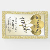 Banderoles Bienvenue 100e Cool Numéro Motif - Gold/White (Horizontal)