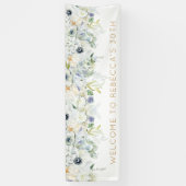 Banderoles Bienvenue 30e anniversaire Nom de fête Florals Feu (Vertical)