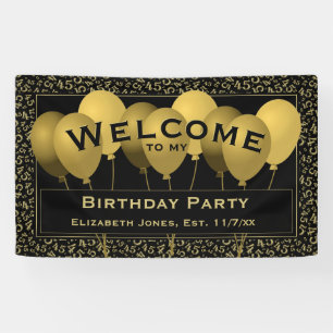 Banderoles Bienvenue 45e anniversaire Numéro Motif Noir/Or