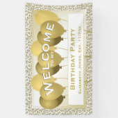 Banderoles Bienvenue 65e anniversaire Motif numéro | Or/Blanc (Vertical)