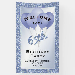 Banderoles Bienvenue 65e Cool Numéro Motif - Bleu/Blanc