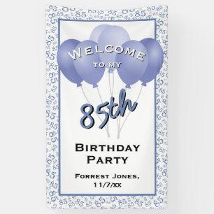 Banderoles Bienvenue 85e anniversaire Numéro Patten Bleu/Blan