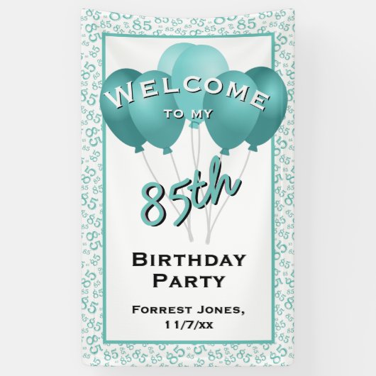 Banderoles Bienvenue 85e anniversaire Numéro Patten Turquoise (Vertical)