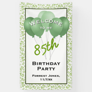Banderoles Bienvenue 85e anniversaire Numéro Patten Vert/Blan