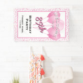 Banderoles Bienvenue 85e anniversaire Numéro rose/blanc (En situation)