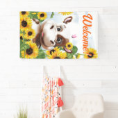 Banderoles Bienvenue à Cow Sunflower Farm (En situation)