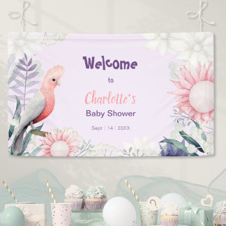 Banderoles Bienvenue à la Baby Shower aquarelle lavande capri
