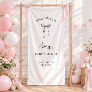 Banderoles Bienvenue à la Baby Shower Bow Chic Minimalist Scr