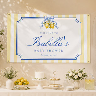 Banderoles Bienvenue à la Baby Shower Citron Bleu et Jaune