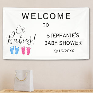 Banderoles Bienvenue à la Baby Shower des jumeaux Oh Baby