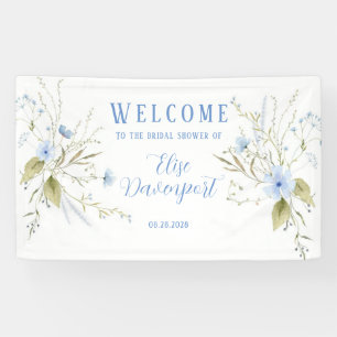Banderoles Bienvenue à la Baby Shower Dusty Blue Wildflower