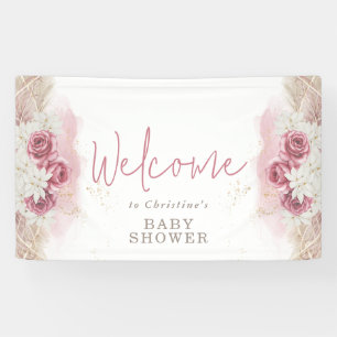 Banderoles Bienvenue à la Baby Shower Floral Aquarelle Boho C
