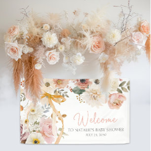 Banderoles Bienvenue à la Baby Shower Florale Douce d'Automne