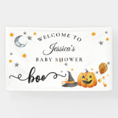 Banderoles Bienvenue à la Baby Shower Halloween Little Boo Ci (Horizontal)